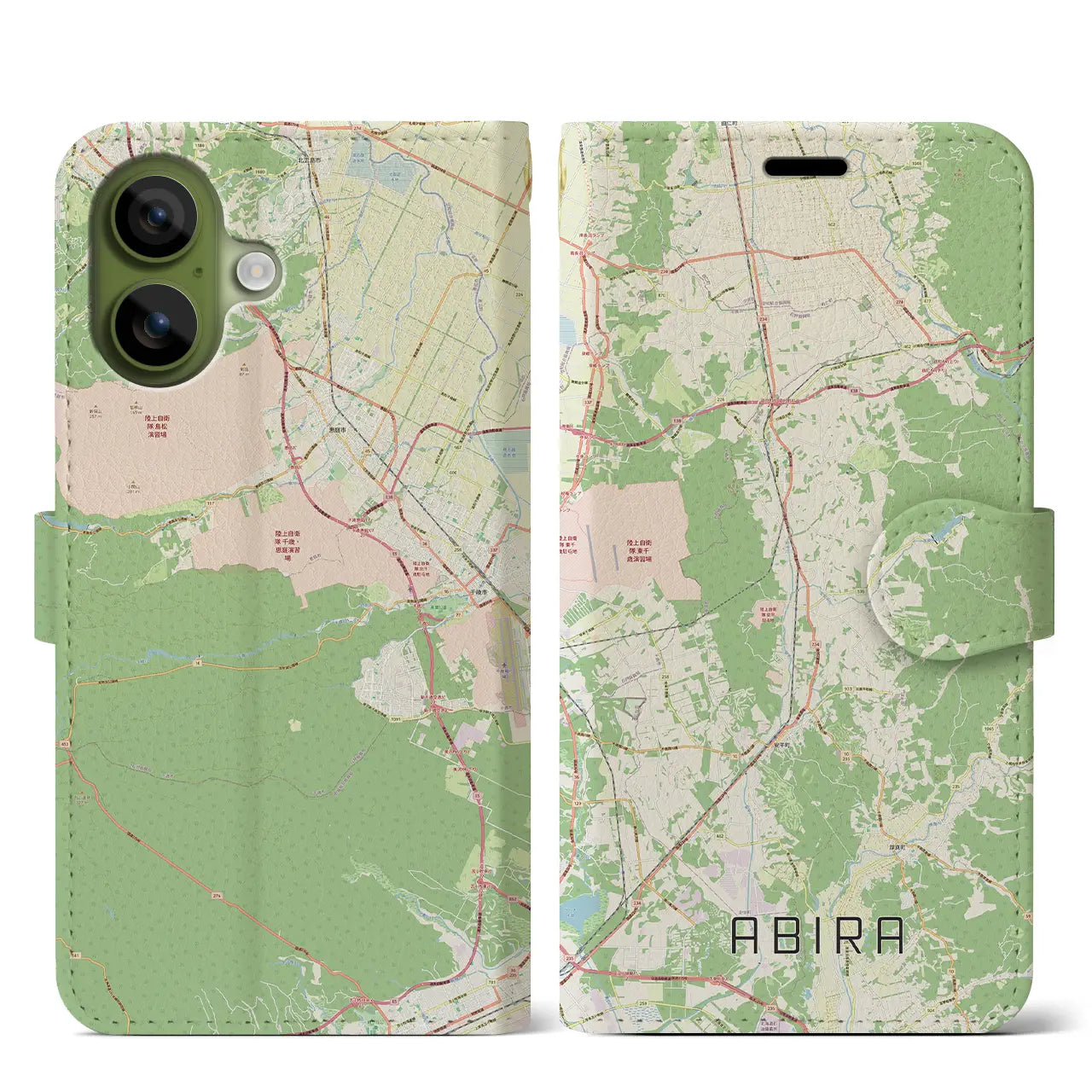 【安平(北海道)】地図柄iPhoneケース(手帳タイプ)