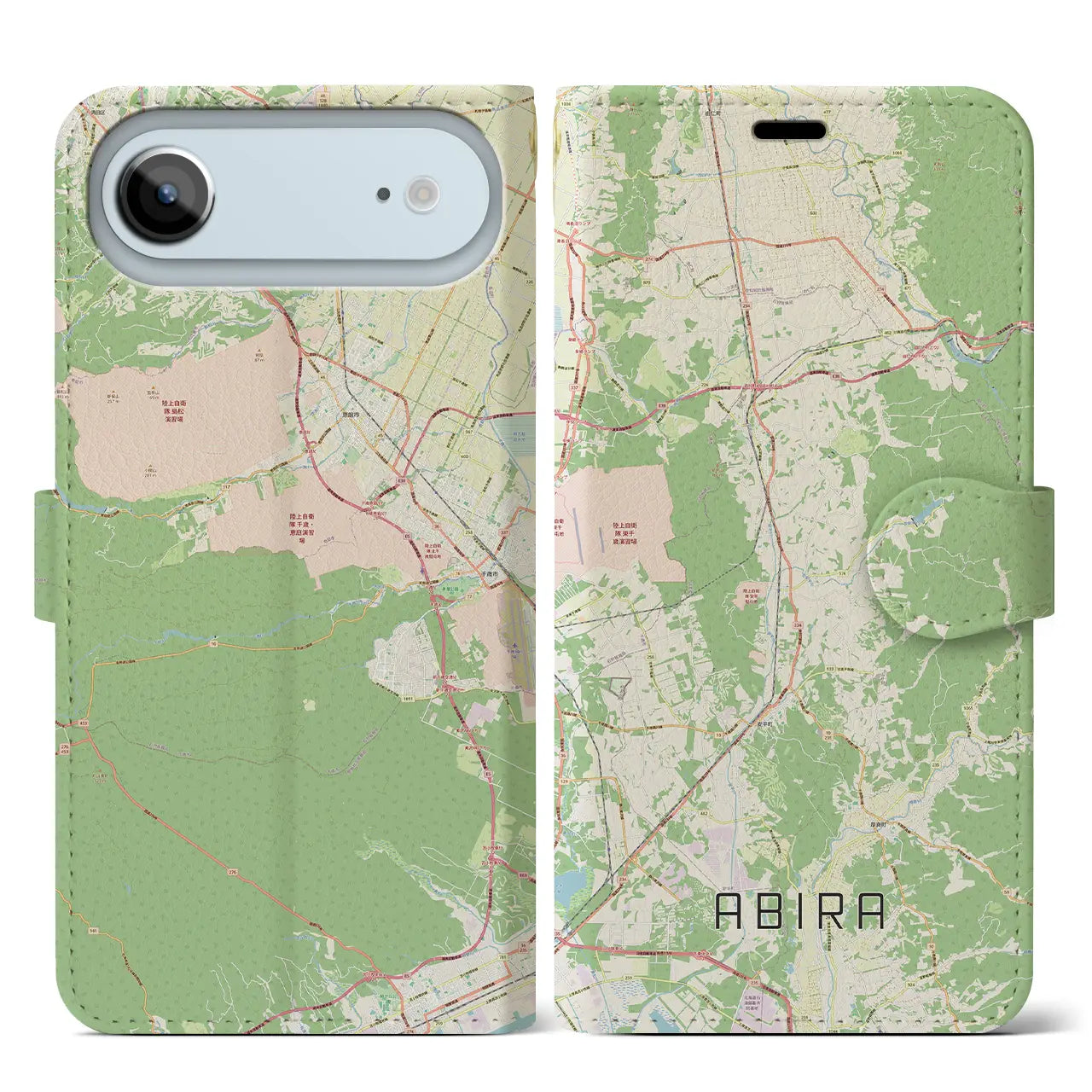 【安平(北海道)】地図柄iPhoneケース(手帳タイプ)