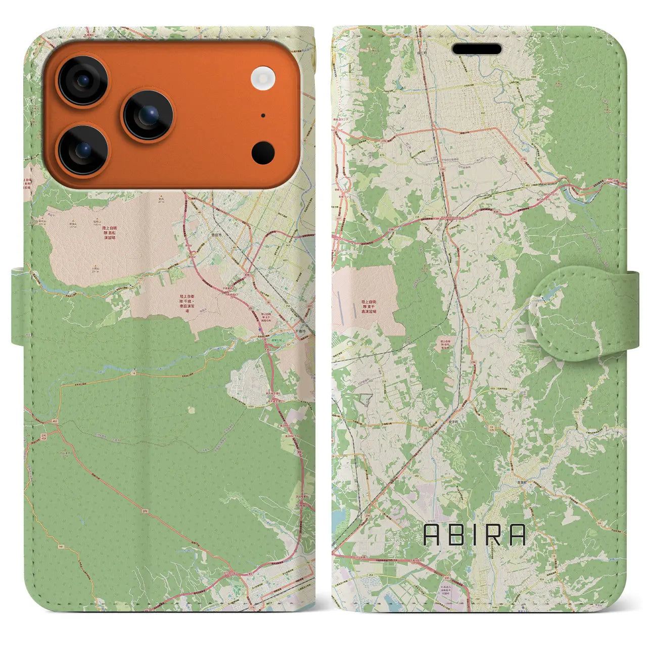 【安平(北海道)】地図柄iPhoneケース(手帳タイプ)