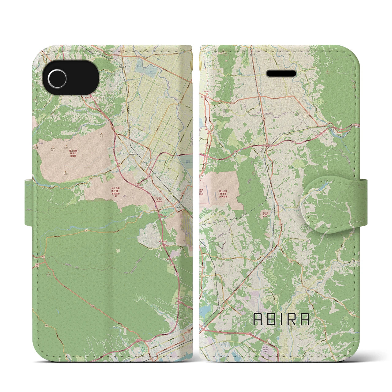 【安平(北海道)】地図柄iPhoneケース(手帳タイプ)ナチュラル・iPhone SE(第3 / 第2世代) / 8 / 7 / 6s / 6 用