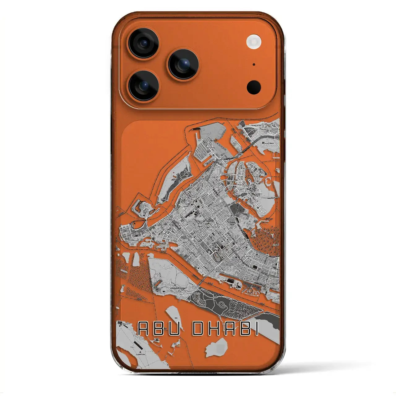 【アブダビ(アラブ首長国連邦)】地図柄iPhoneケース(クリアタイプ)モノトーン・iPhone 17 Pro Max 用