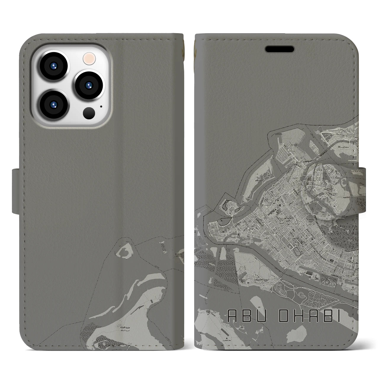 【アブダビ(アラブ首長国連邦)】地図柄iPhoneケース(手帳タイプ)