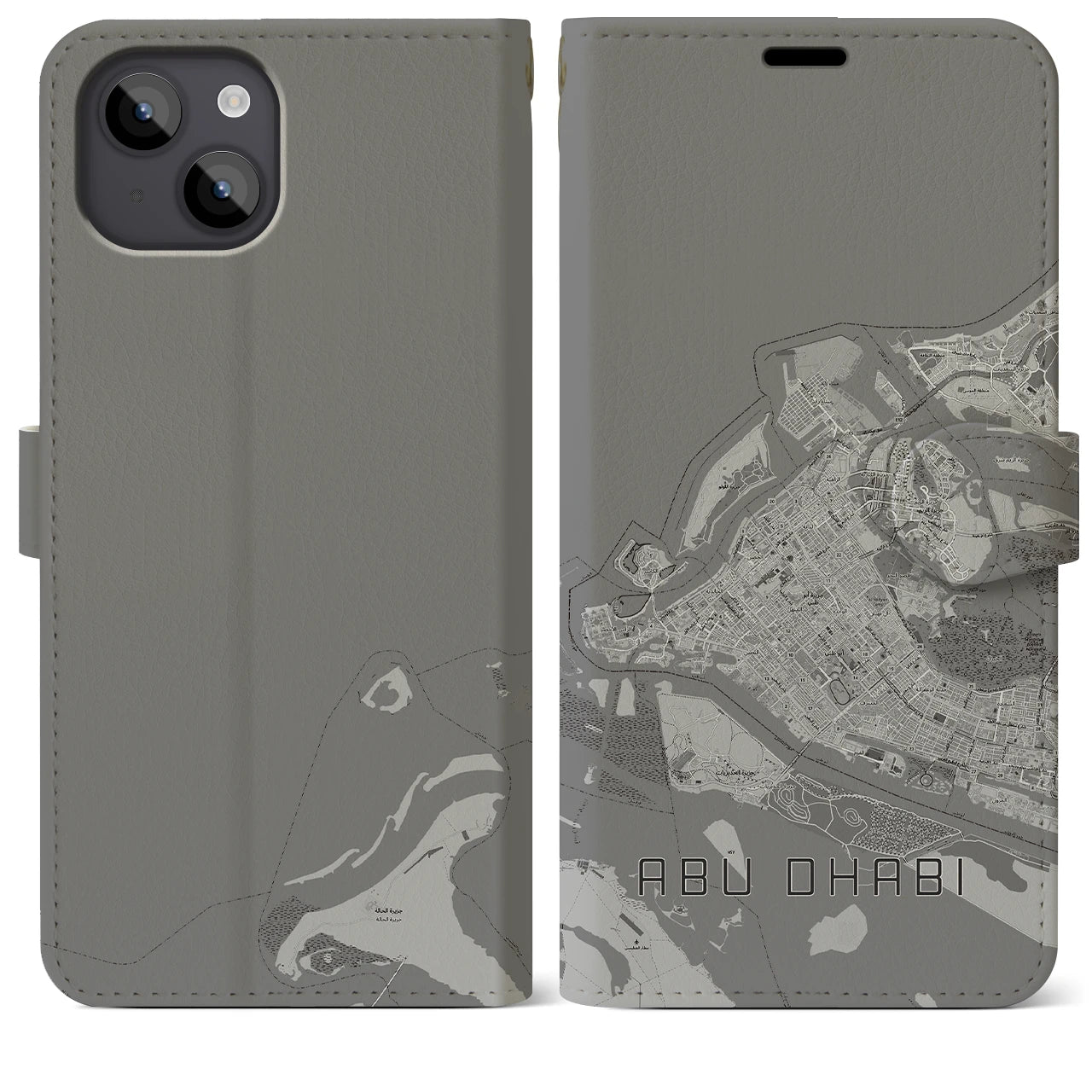 【アブダビ(アラブ首長国連邦)】地図柄iPhoneケース(手帳タイプ)
