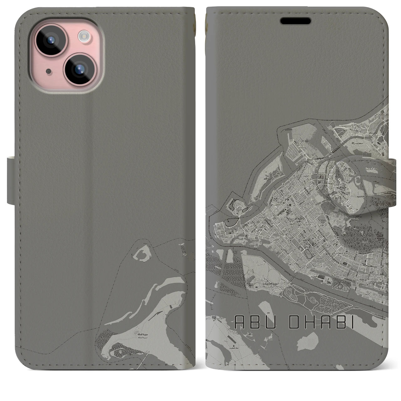 【アブダビ(アラブ首長国連邦)】地図柄iPhoneケース(手帳タイプ)