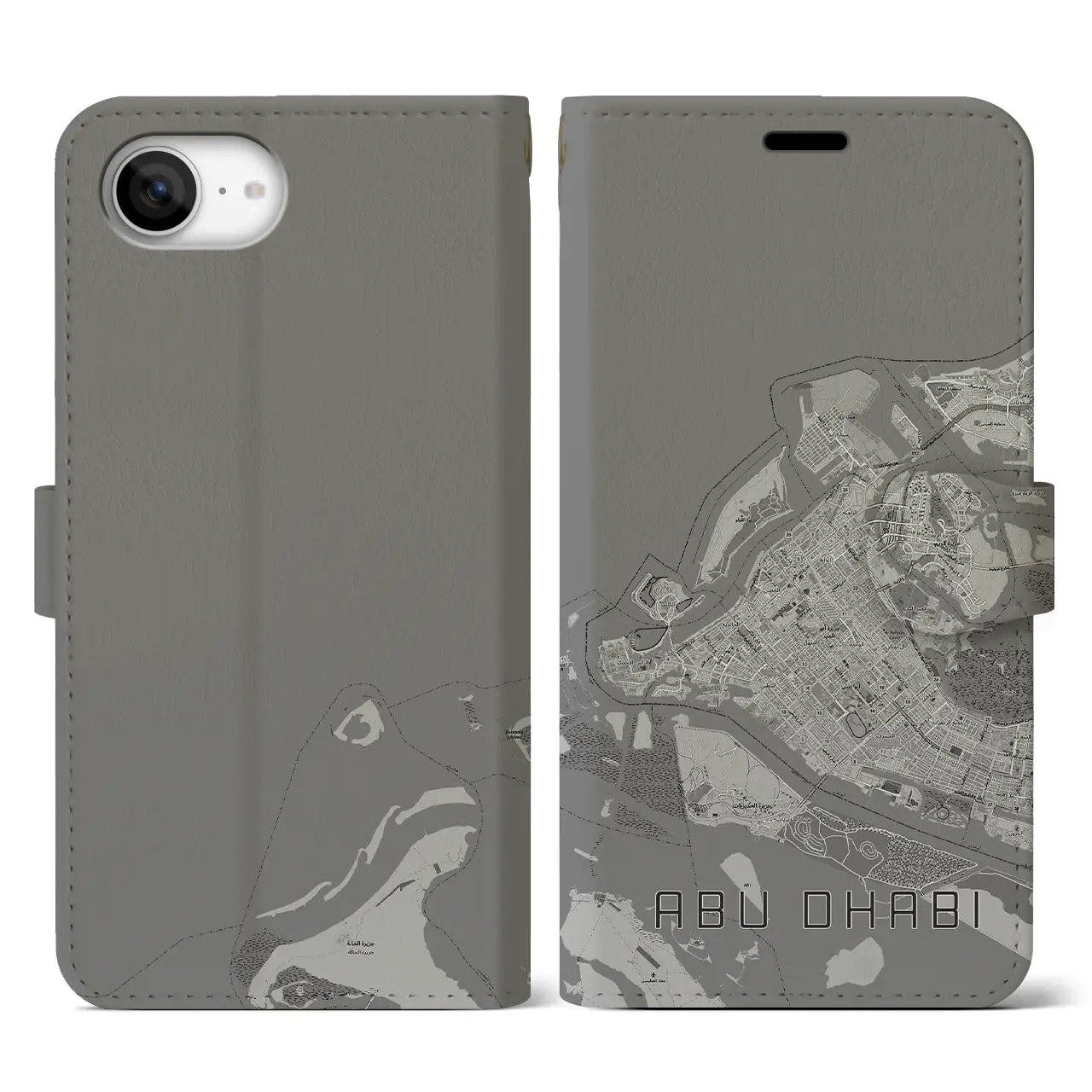 【アブダビ(アラブ首長国連邦)】地図柄iPhoneケース(手帳タイプ)