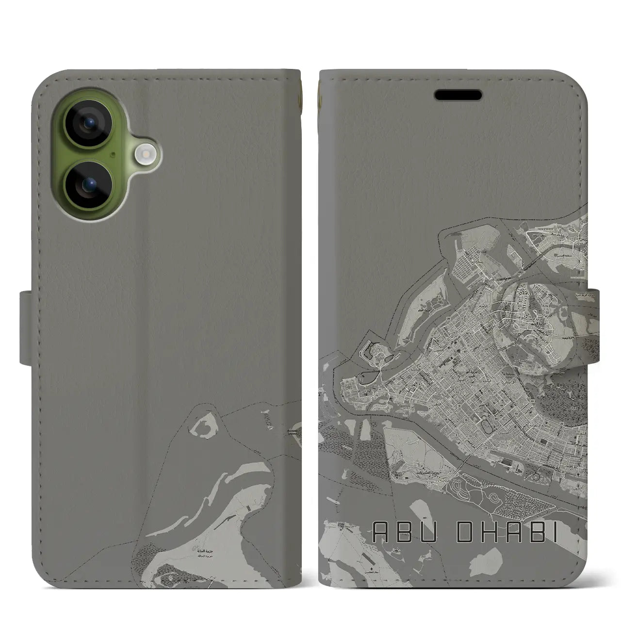 【アブダビ(アラブ首長国連邦)】地図柄iPhoneケース(手帳タイプ)