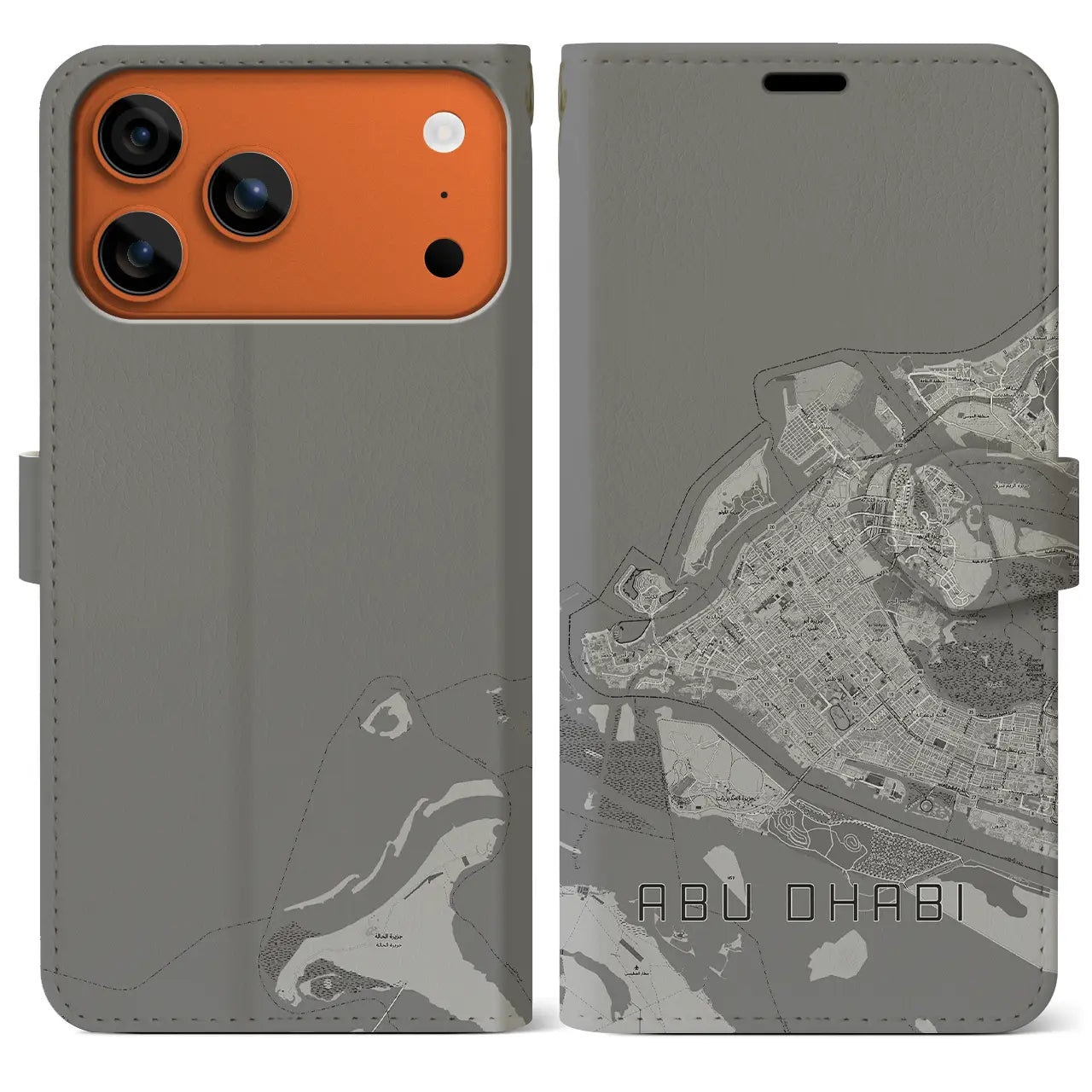 【アブダビ(アラブ首長国連邦)】地図柄iPhoneケース(手帳タイプ)