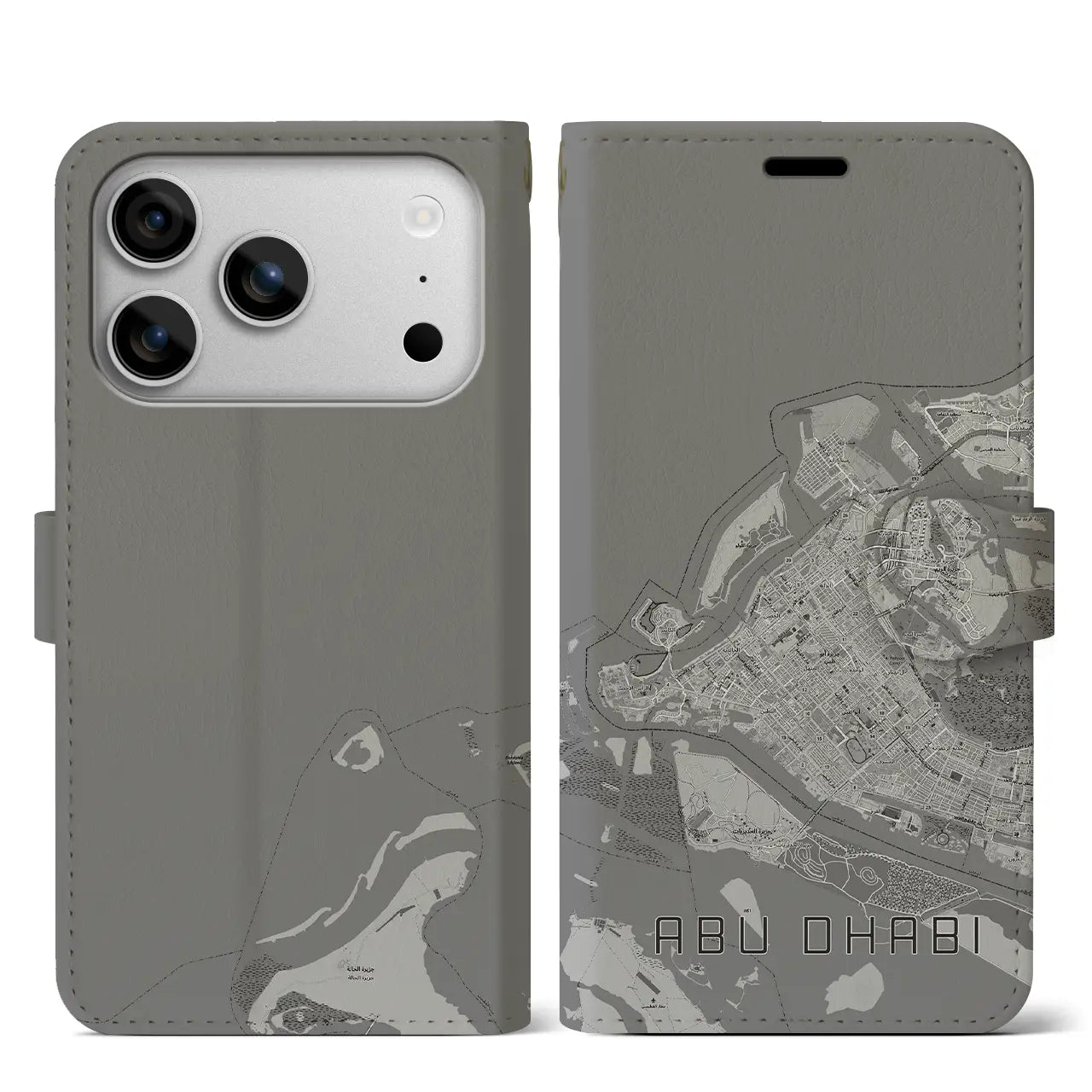 【アブダビ(アラブ首長国連邦)】地図柄iPhoneケース(手帳タイプ)