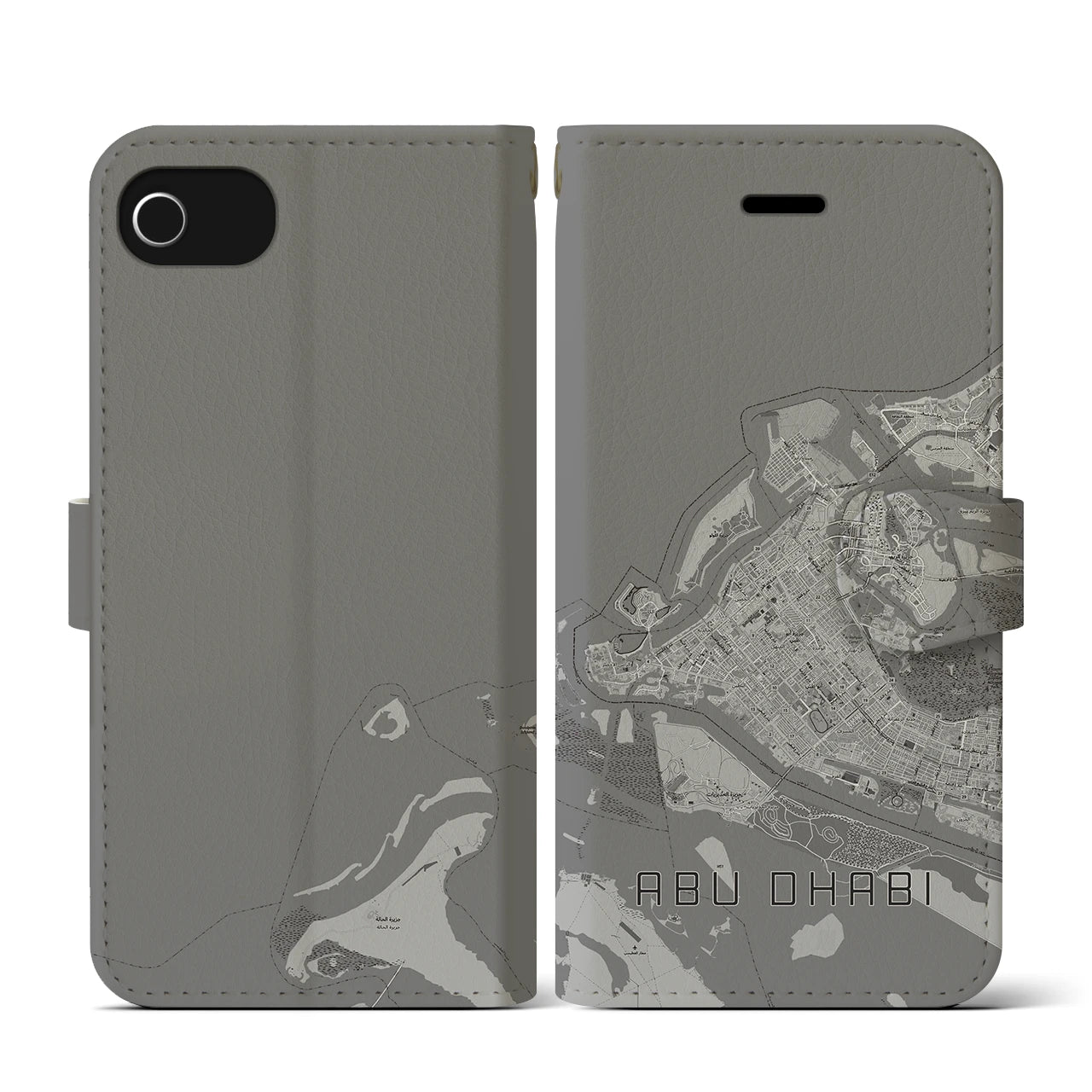 【アブダビ(アラブ首長国連邦)】地図柄iPhoneケース(手帳タイプ)