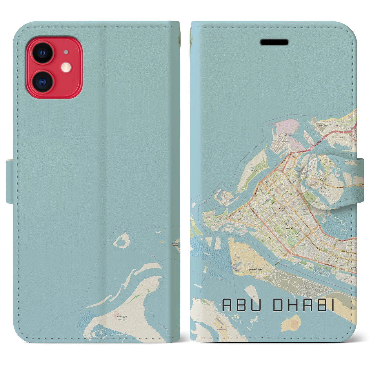 【アブダビ(アラブ首長国連邦)】地図柄iPhoneケース(手帳タイプ)ナチュラル・iPhone 11 用