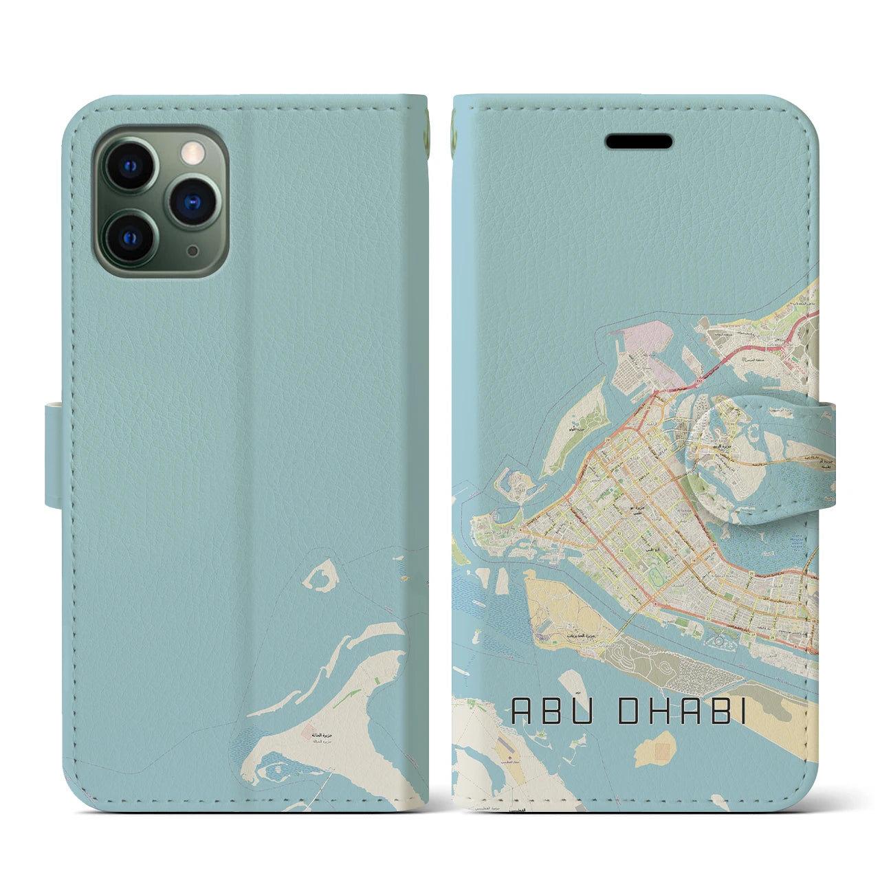 【アブダビ(アラブ首長国連邦)】地図柄iPhoneケース(手帳タイプ)ナチュラル・iPhone 11 Pro 用