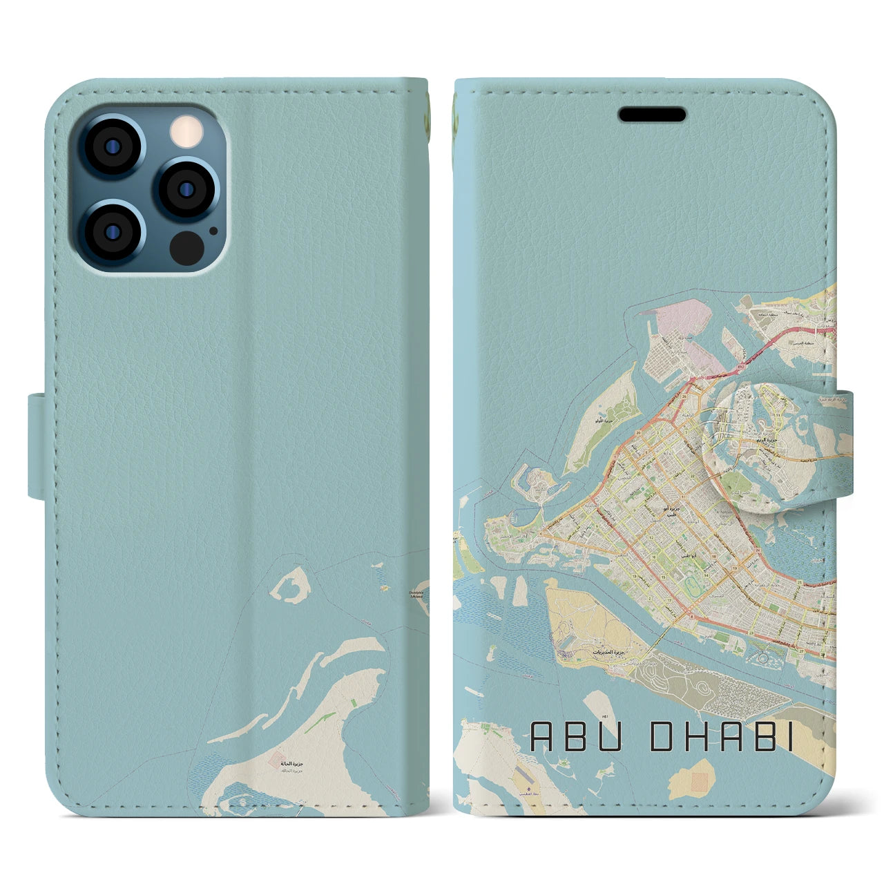 【アブダビ(アラブ首長国連邦)】地図柄iPhoneケース(手帳タイプ)