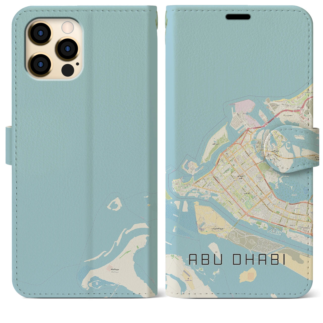 【アブダビ(アラブ首長国連邦)】地図柄iPhoneケース(手帳タイプ)ナチュラル・iPhone 12 Pro Max 用