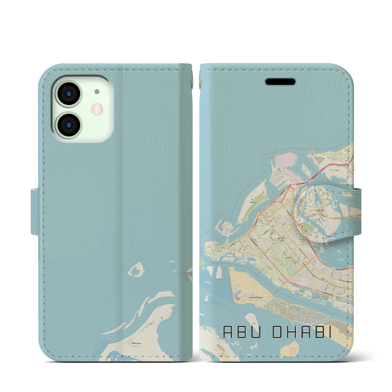 【アブダビ(アラブ首長国連邦)】地図柄iPhoneケース(手帳タイプ)