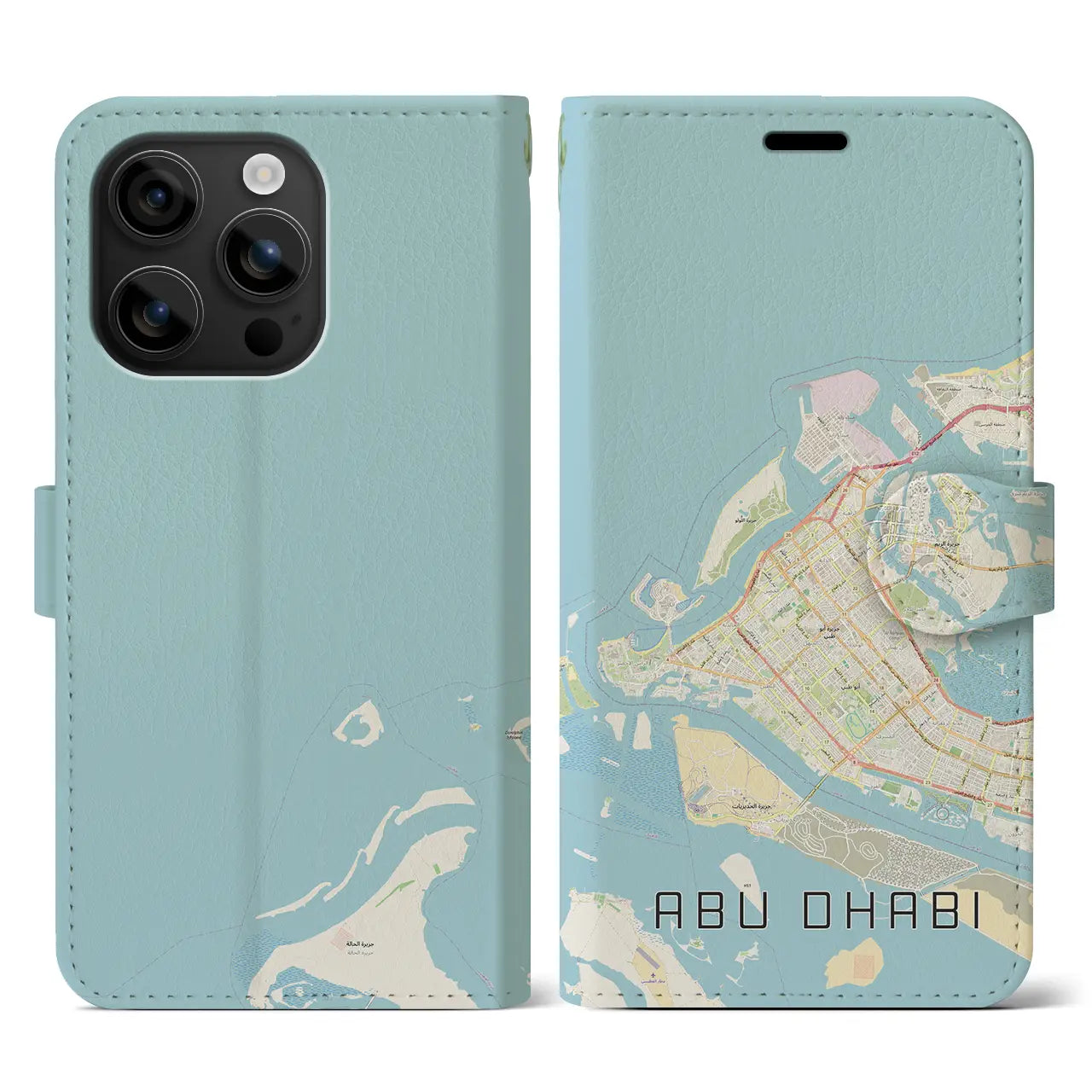 【アブダビ(アラブ首長国連邦)】地図柄iPhoneケース(手帳タイプ)ナチュラル・iPhone 16 用