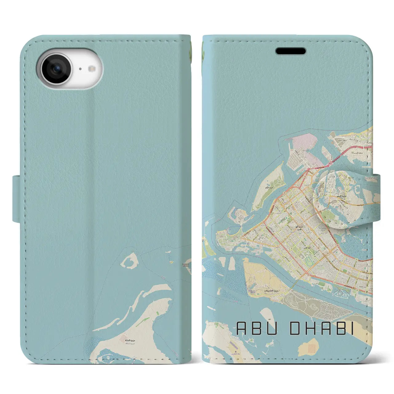 【アブダビ(アラブ首長国連邦)】地図柄iPhoneケース(手帳タイプ)