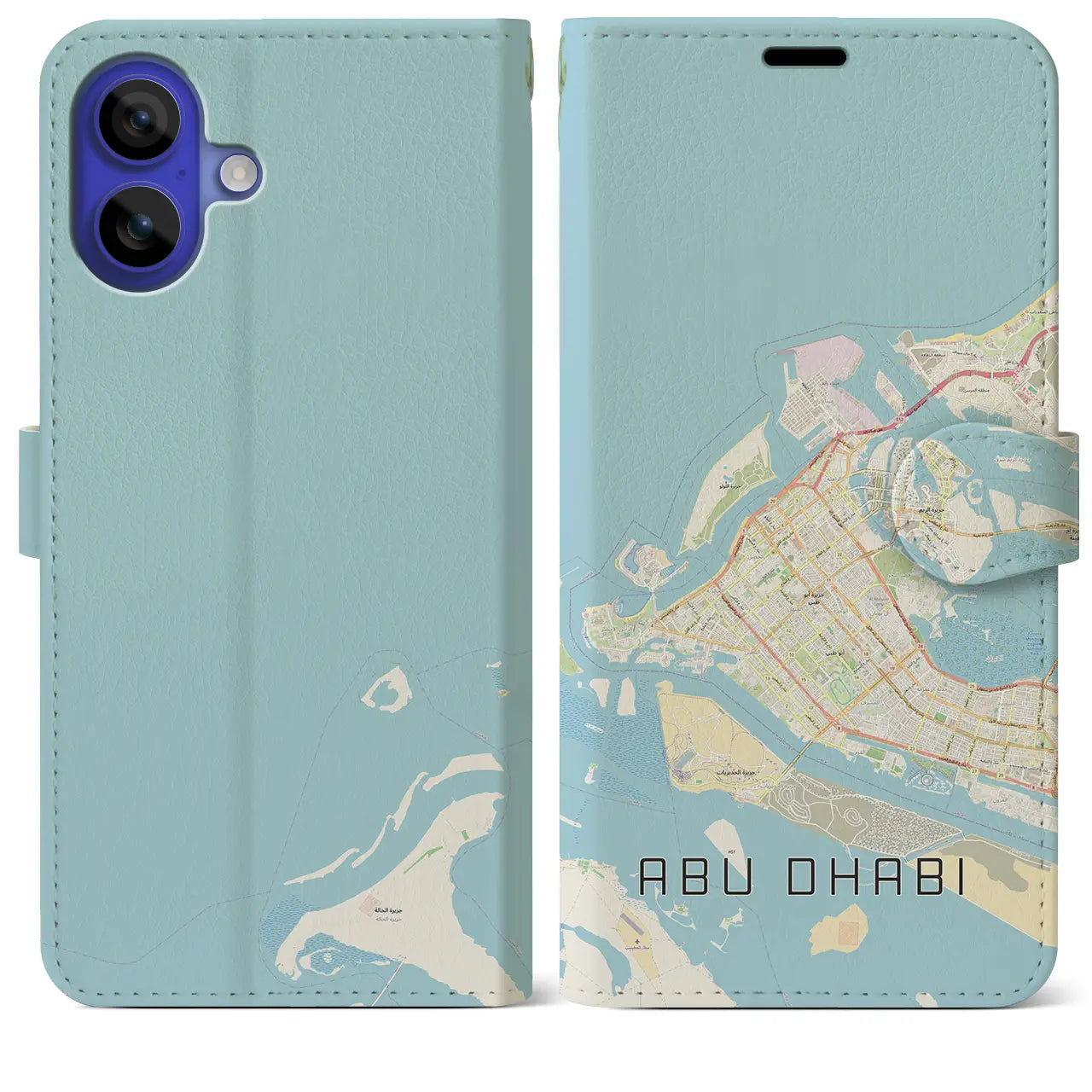 【アブダビ(アラブ首長国連邦)】地図柄iPhoneケース(手帳タイプ)ナチュラル・iPhone 16 Pro Max 用