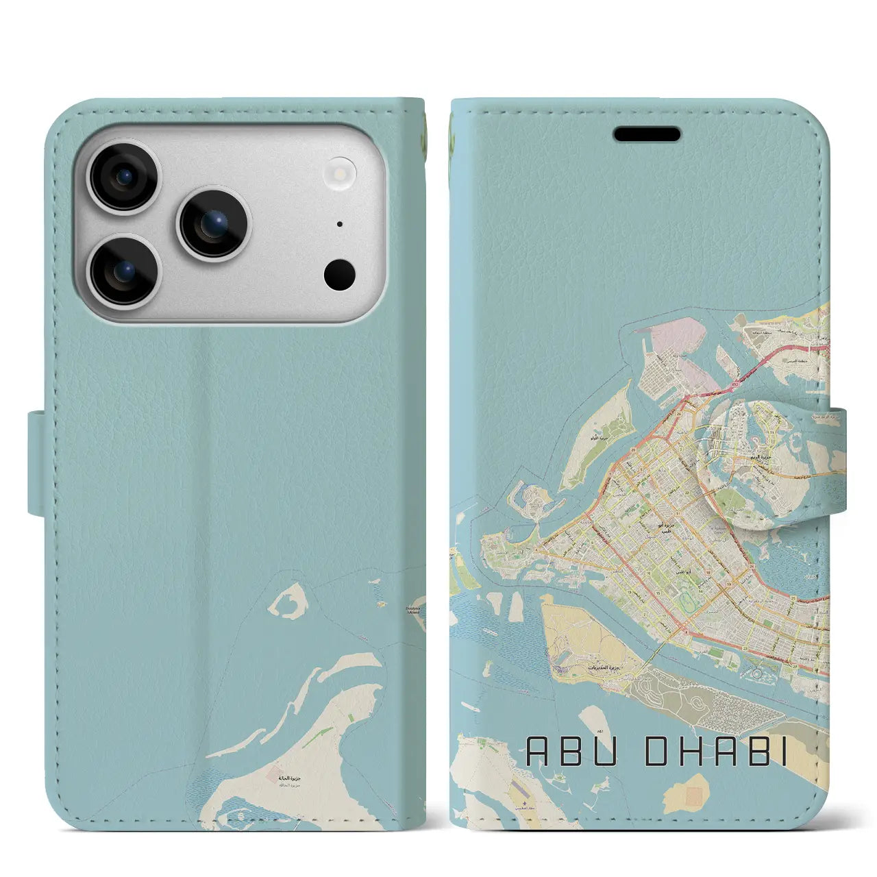 【アブダビ(アラブ首長国連邦)】地図柄iPhoneケース(手帳タイプ)