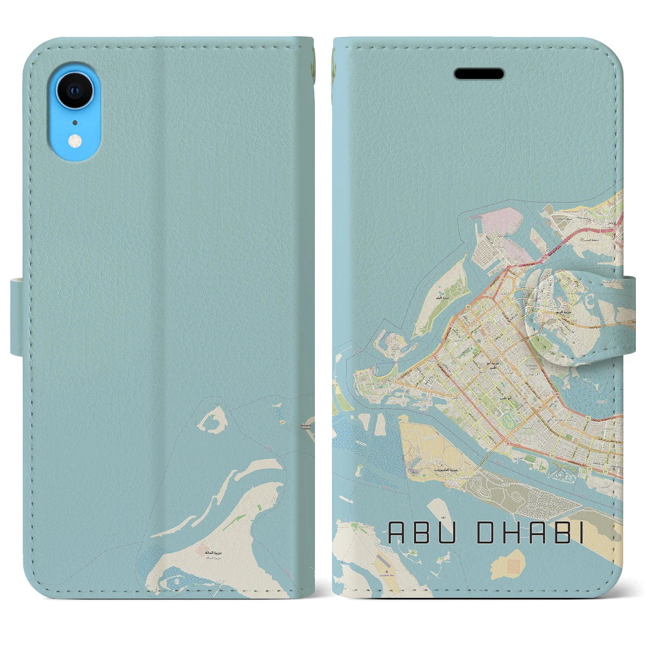 【アブダビ(アラブ首長国連邦)】地図柄iPhoneケース(手帳タイプ)ナチュラル・iPhone XR 用