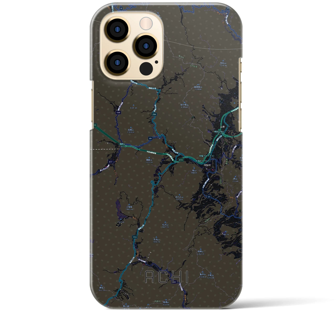 【阿智(長野県)】地図柄iPhoneケース(バックカバータイプ)