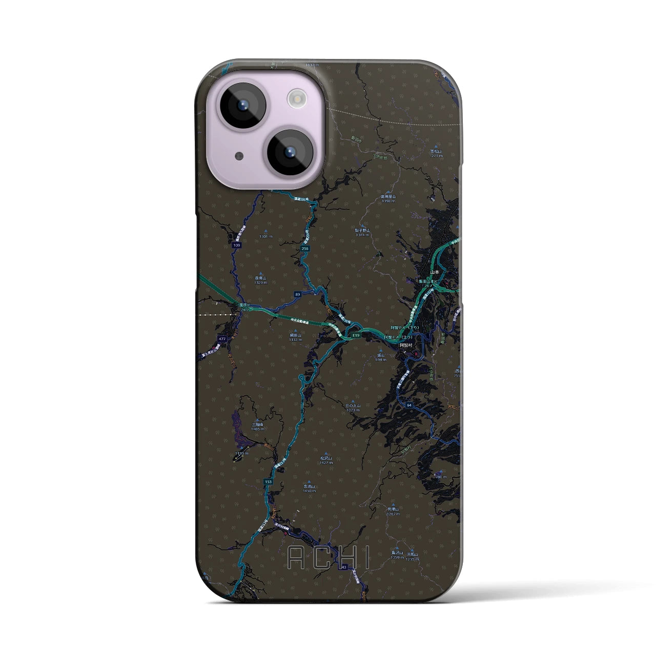 【阿智(長野県)】地図柄iPhoneケース(バックカバータイプ)