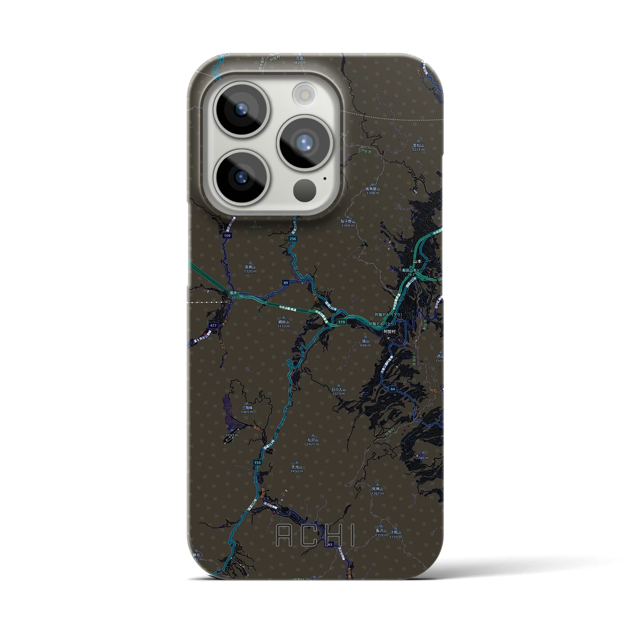 【阿智(長野県)】地図柄iPhoneケース(バックカバータイプ)