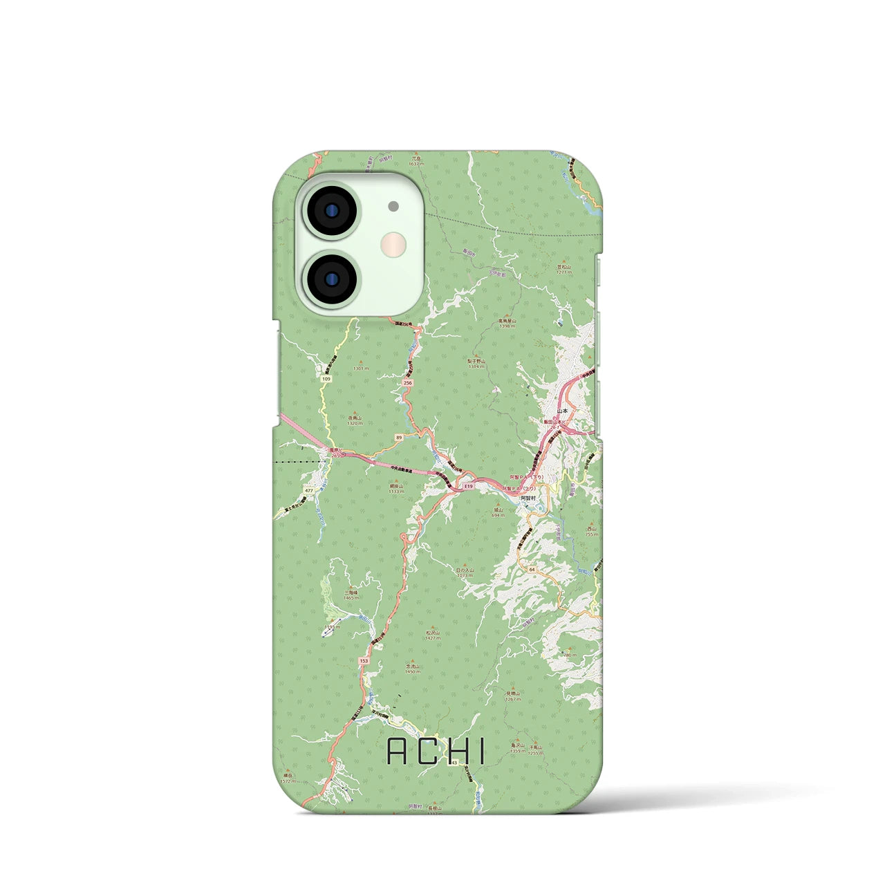 【阿智(長野県)】地図柄iPhoneケース(バックカバータイプ)