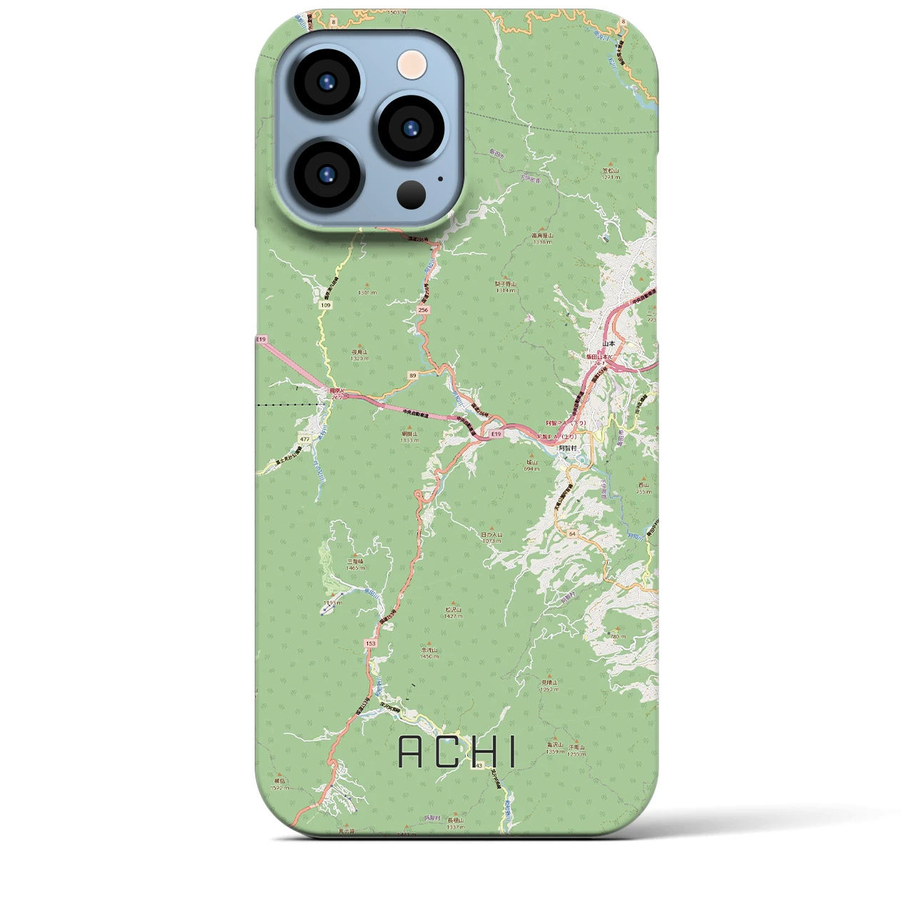 【阿智(長野県)】地図柄iPhoneケース(バックカバータイプ)