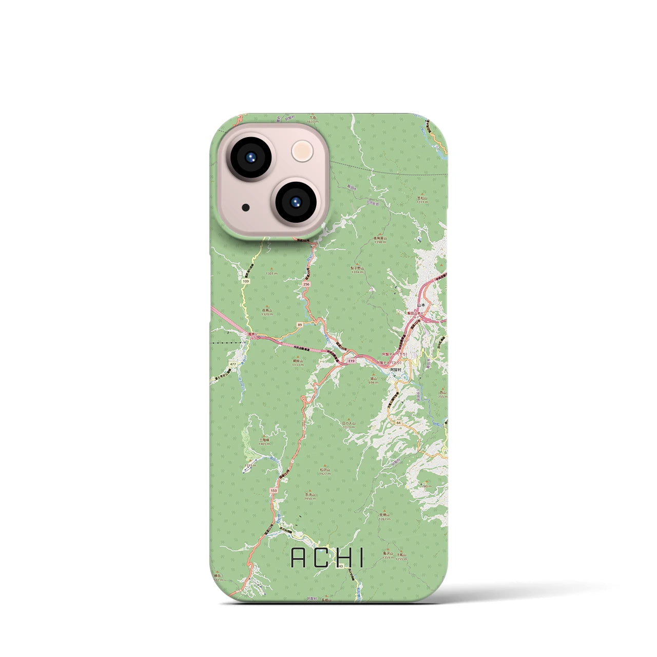 【阿智(長野県)】地図柄iPhoneケース(バックカバータイプ)