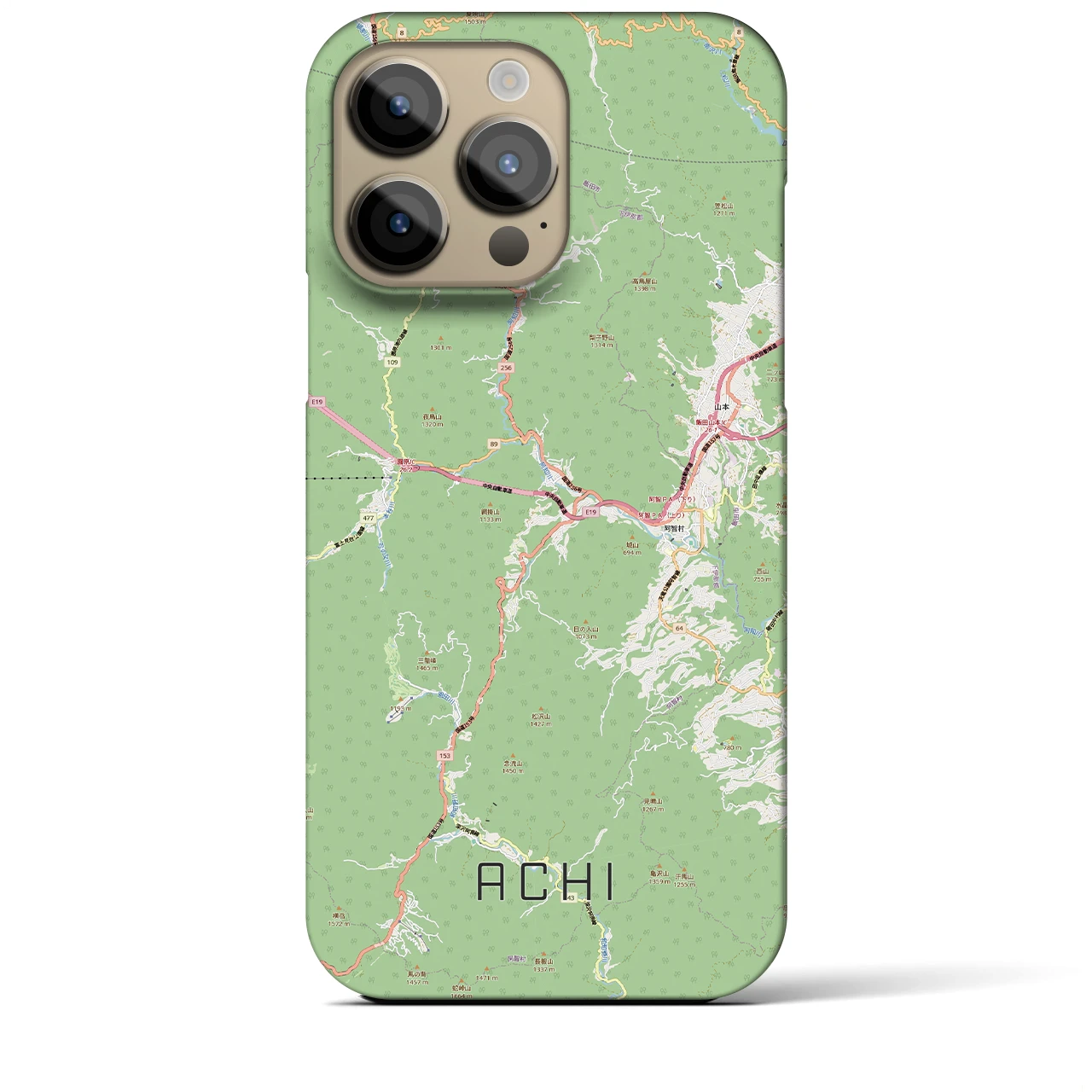 【阿智(長野県)】地図柄iPhoneケース(バックカバータイプ)