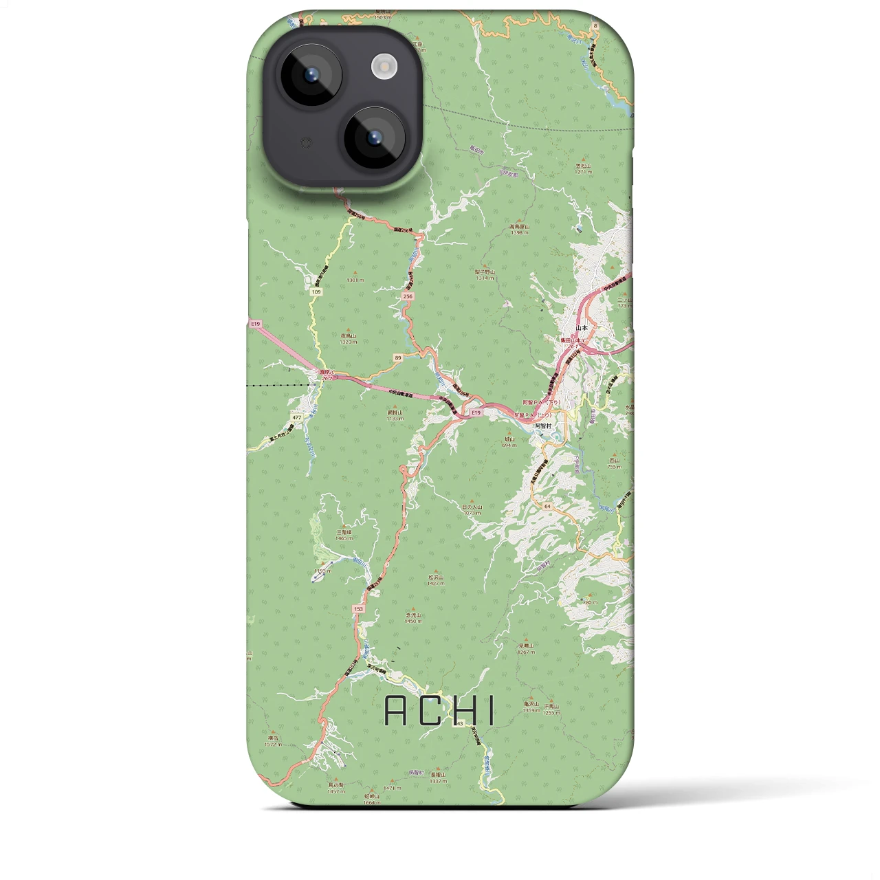 【阿智(長野県)】地図柄iPhoneケース(バックカバータイプ)