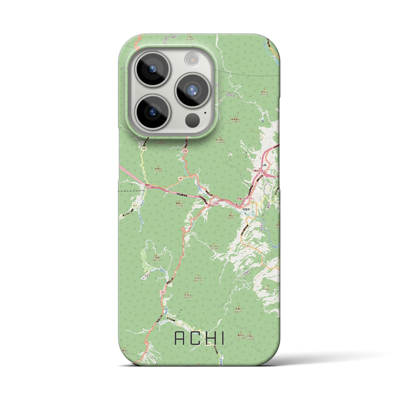 【阿智(長野県)】地図柄iPhoneケース(バックカバータイプ)