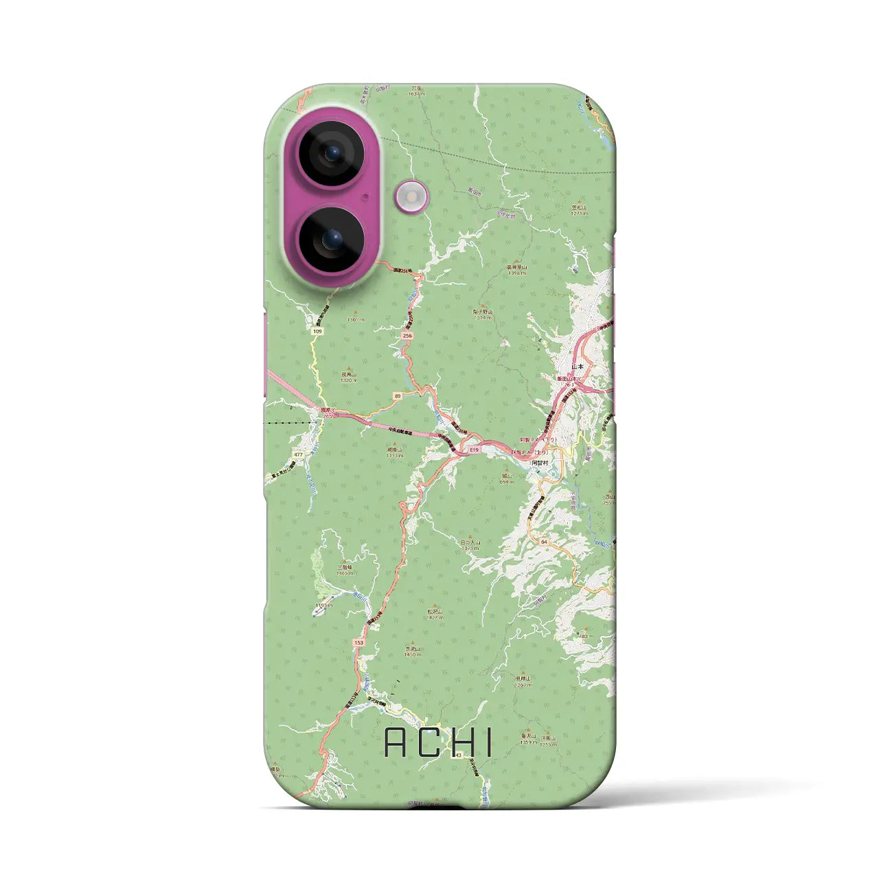 【阿智(長野県)】地図柄iPhoneケース(バックカバータイプ)