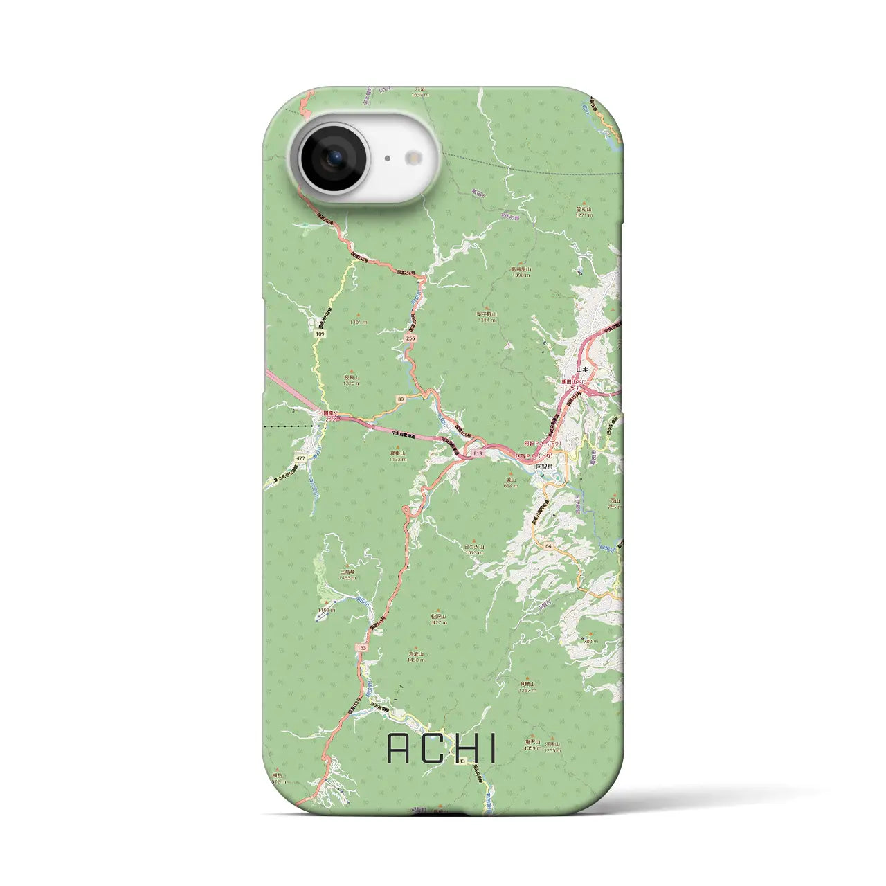 【阿智(長野県)】地図柄iPhoneケース(バックカバータイプ)