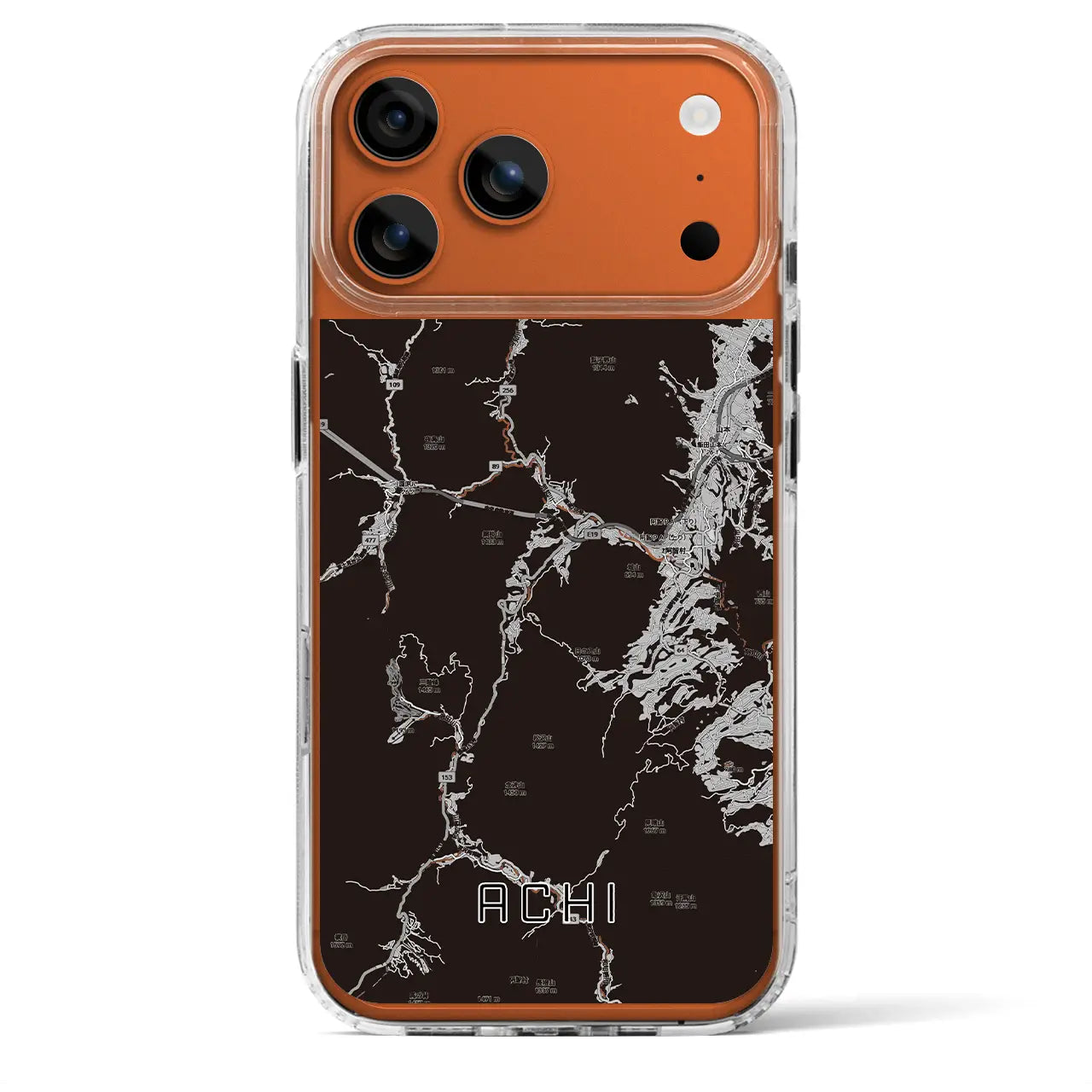 【阿智(長野県)】地図柄iPhoneケース(MagSafeタイプ)モノトーン・iPhone 17 Pro Max 用