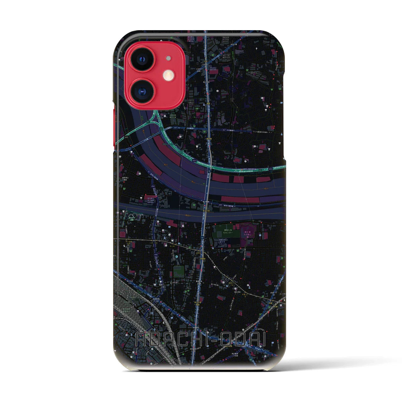 【足立小台(東京都)】地図柄iPhoneケース(バックカバータイプ)