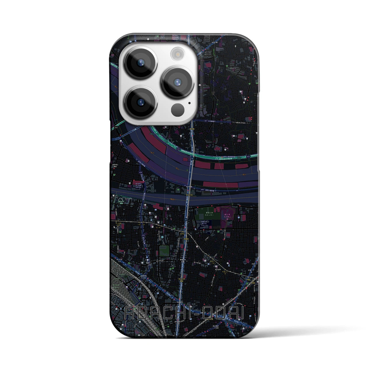 【足立小台(東京都)】地図柄iPhoneケース(バックカバータイプ)