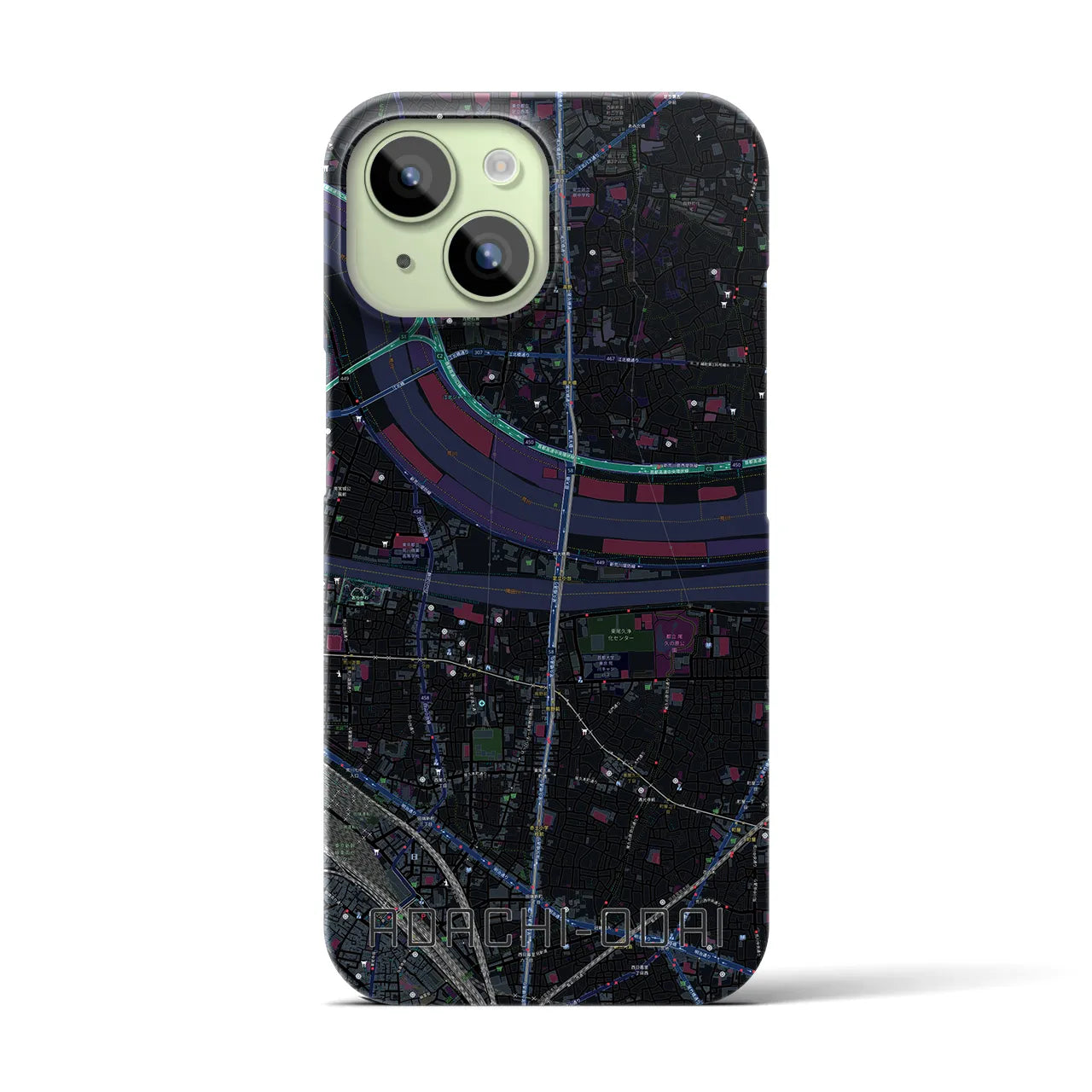 【足立小台(東京都)】地図柄iPhoneケース(バックカバータイプ)