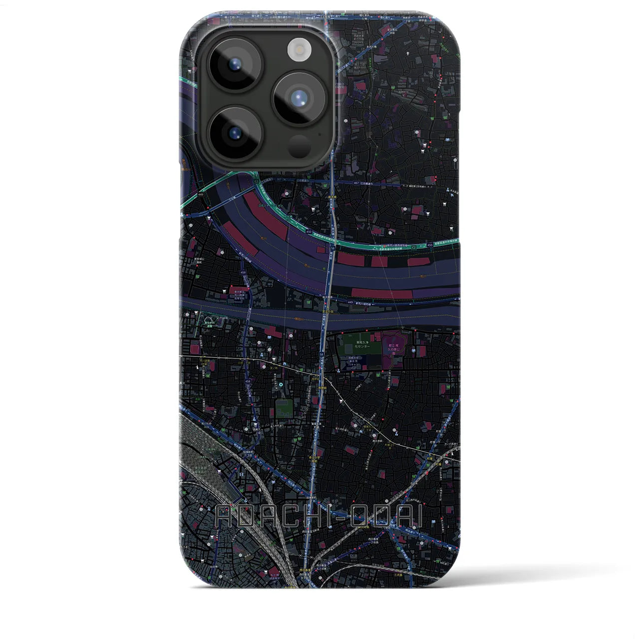 【足立小台(東京都)】地図柄iPhoneケース(バックカバータイプ)