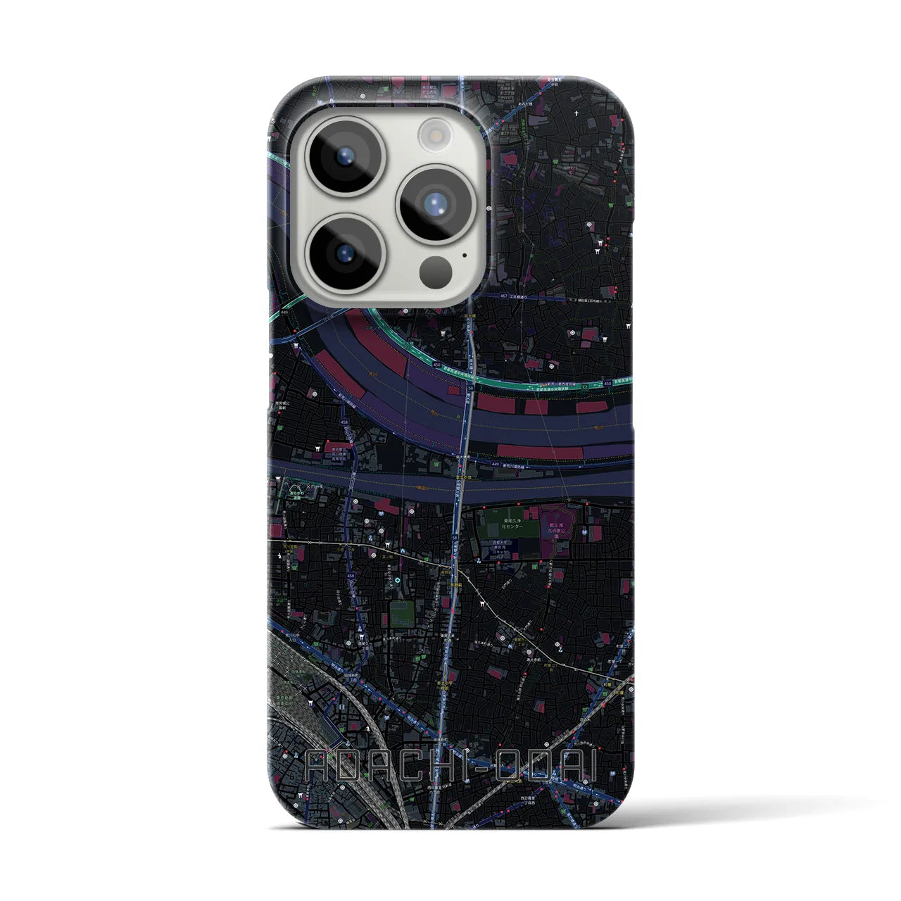 【足立小台(東京都)】地図柄iPhoneケース(バックカバータイプ)