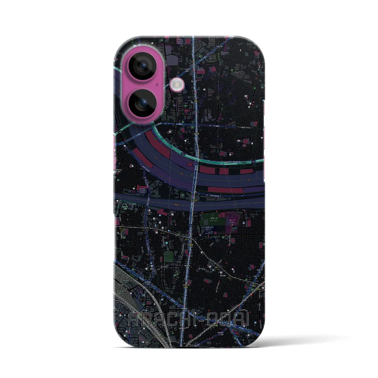 【足立小台(東京都)】地図柄iPhoneケース(バックカバータイプ)