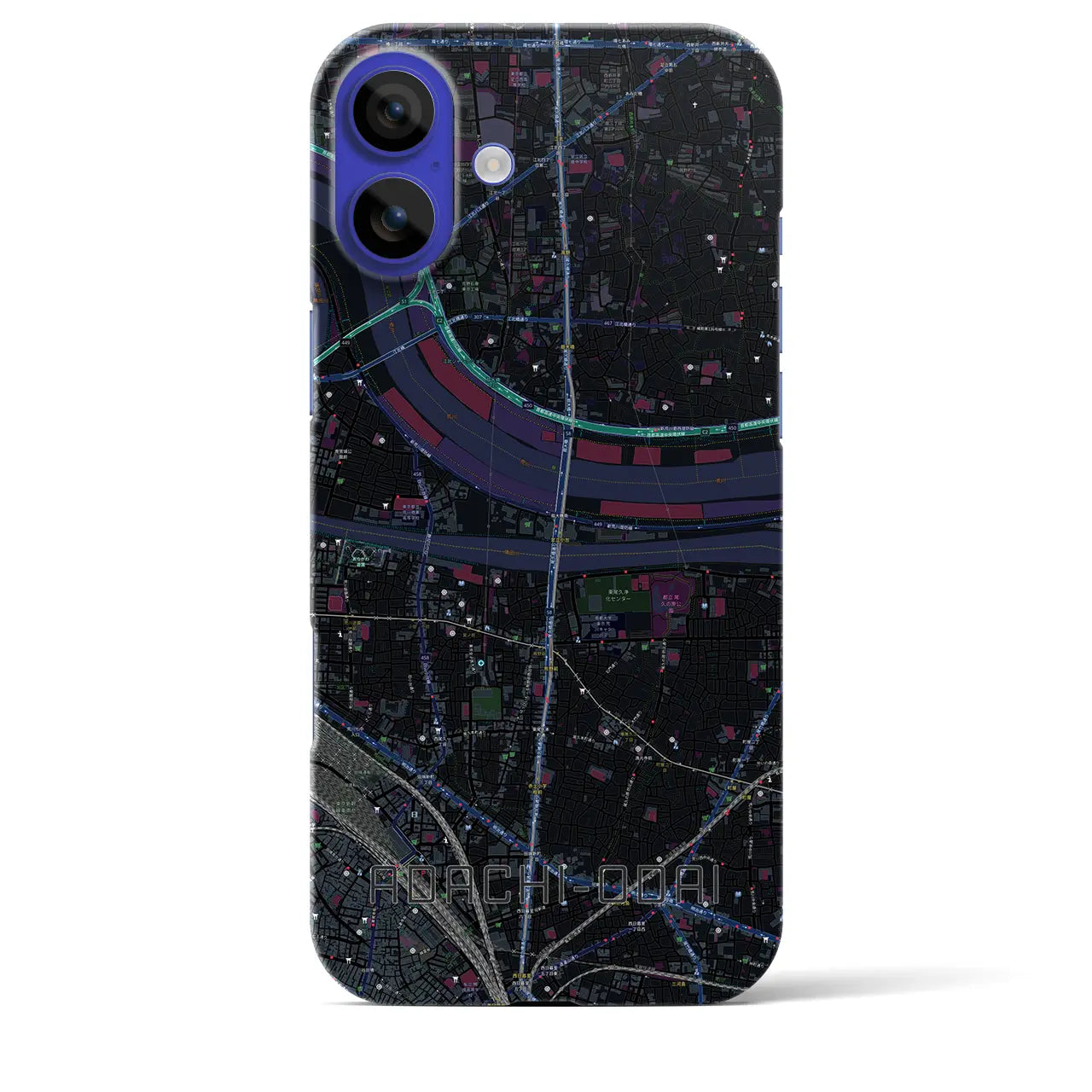 【足立小台(東京都)】地図柄iPhoneケース(バックカバータイプ)