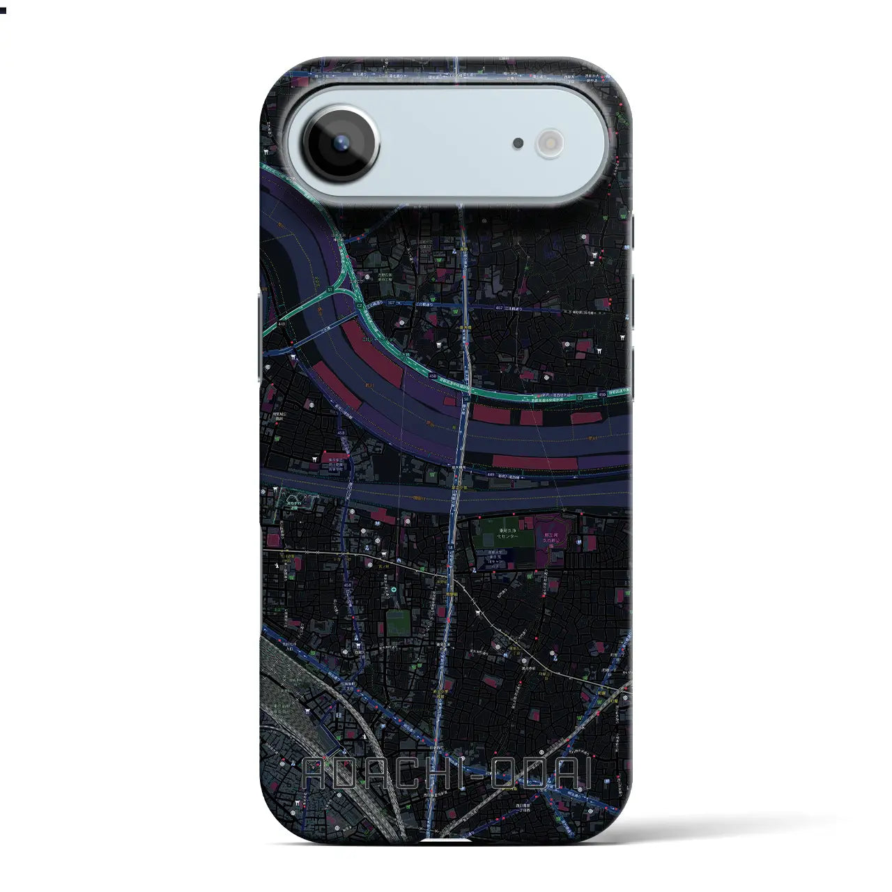 【足立小台(東京都)】地図柄iPhoneケース(バックカバータイプ)