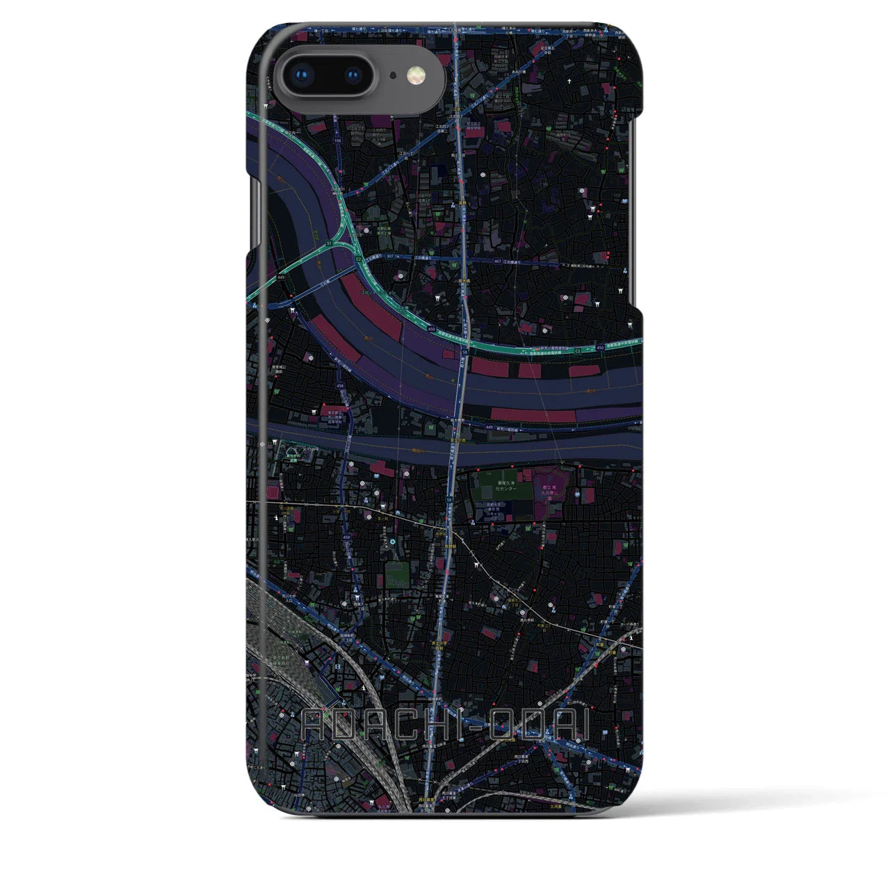 【足立小台(東京都)】地図柄iPhoneケース(バックカバータイプ)