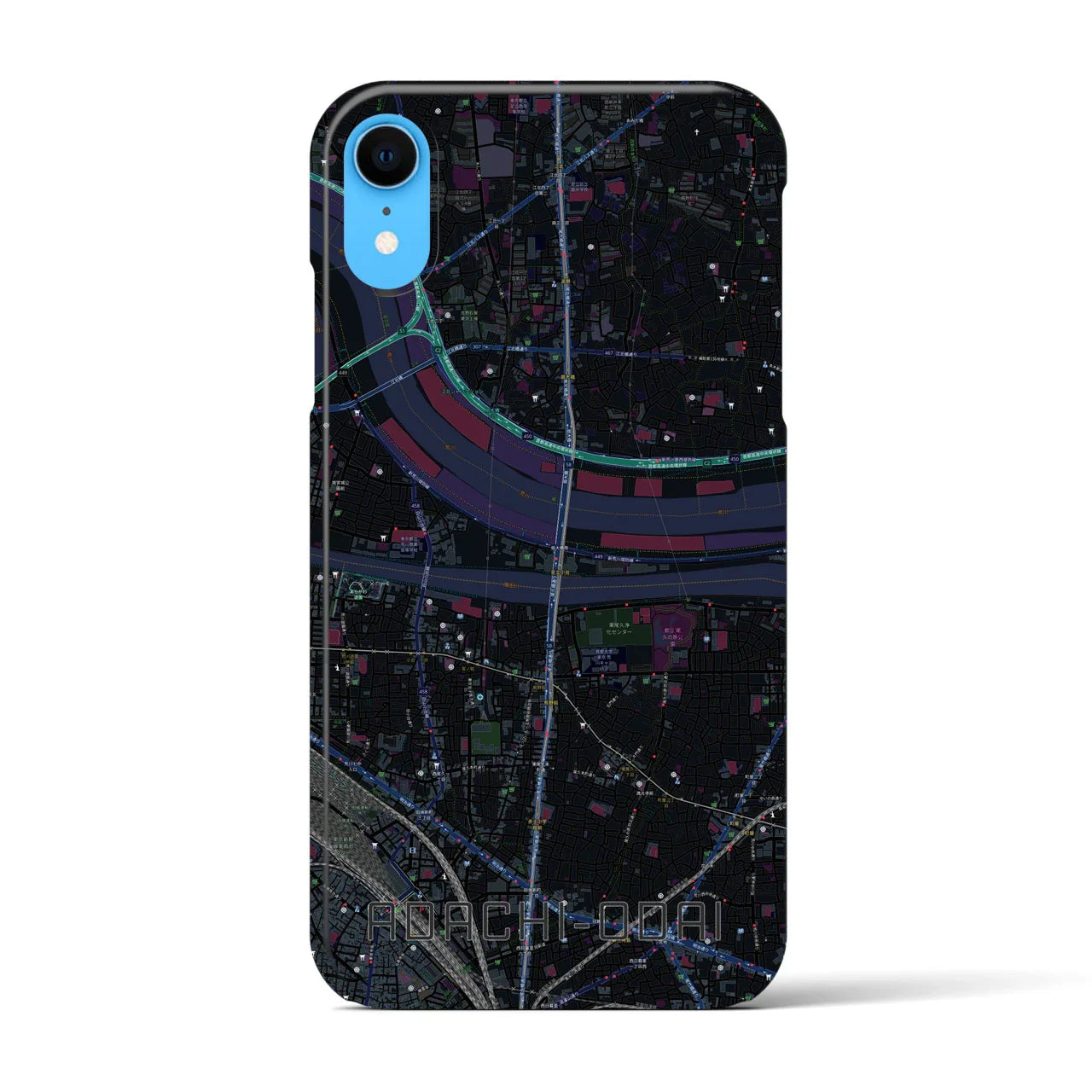 【足立小台(東京都)】地図柄iPhoneケース(バックカバータイプ)