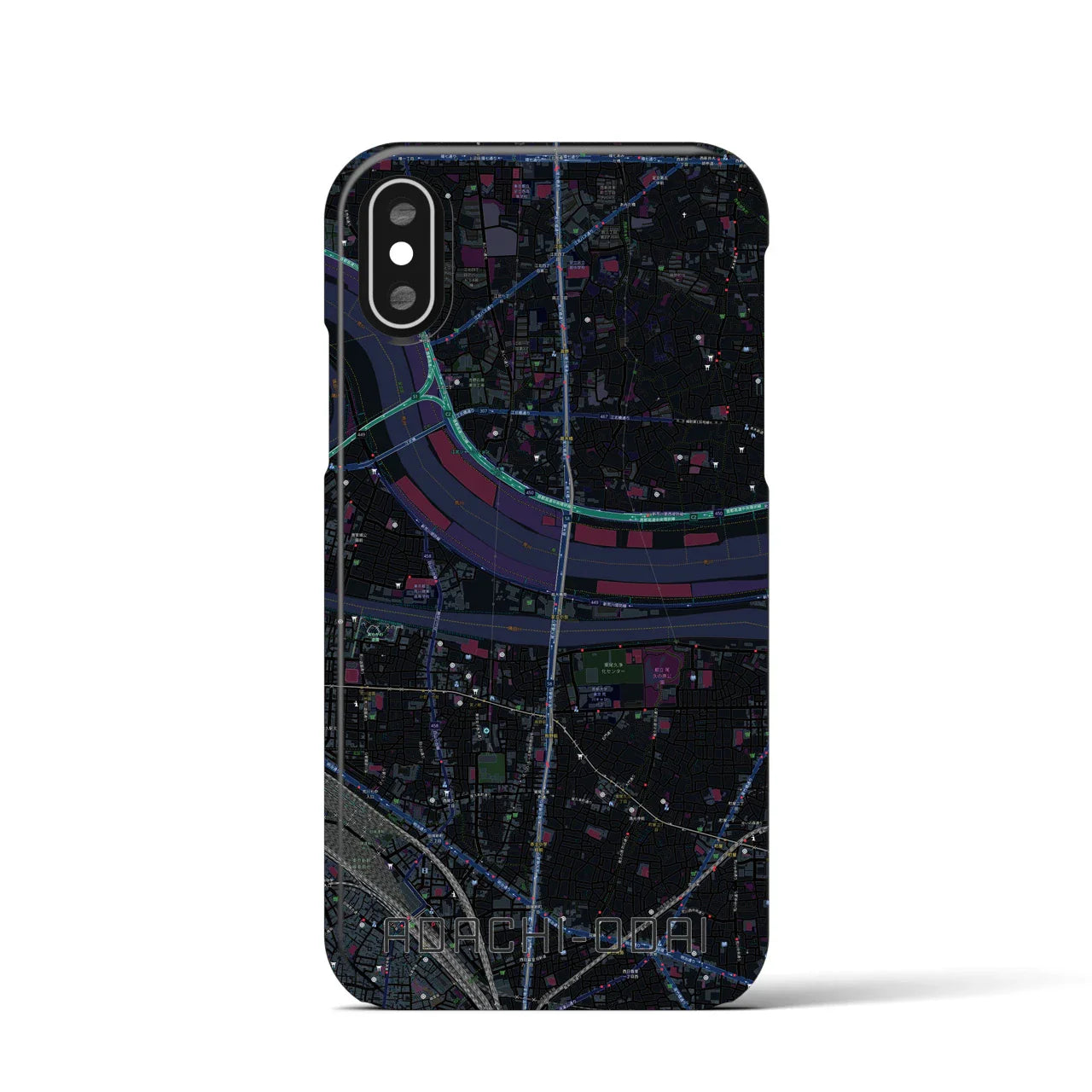 【足立小台(東京都)】地図柄iPhoneケース(バックカバータイプ)