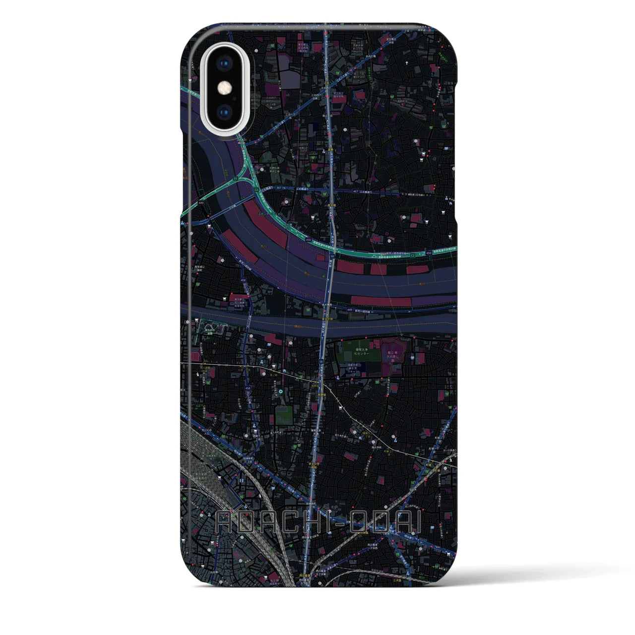 【足立小台(東京都)】地図柄iPhoneケース(バックカバータイプ)