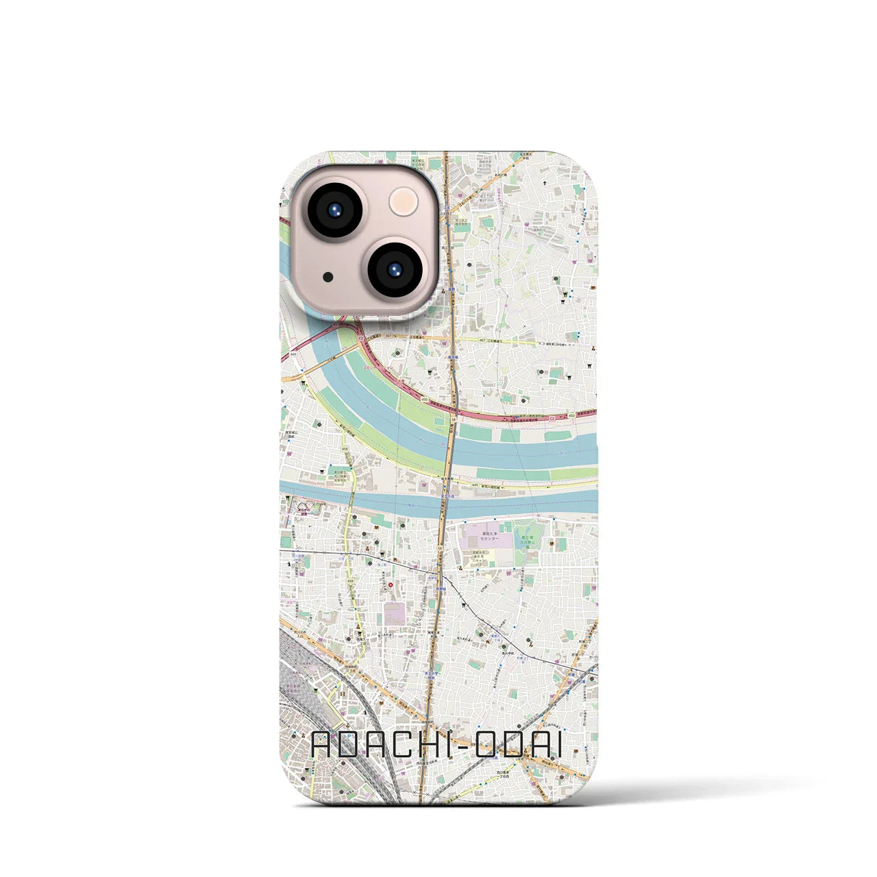 【足立小台(東京都)】地図柄iPhoneケース(バックカバータイプ)