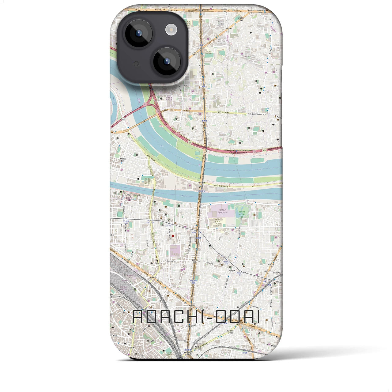 【足立小台(東京都)】地図柄iPhoneケース(バックカバータイプ)