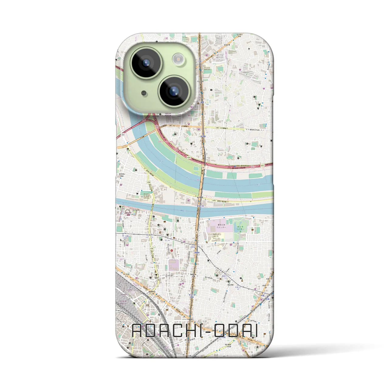 【足立小台(東京都)】地図柄iPhoneケース(バックカバータイプ)